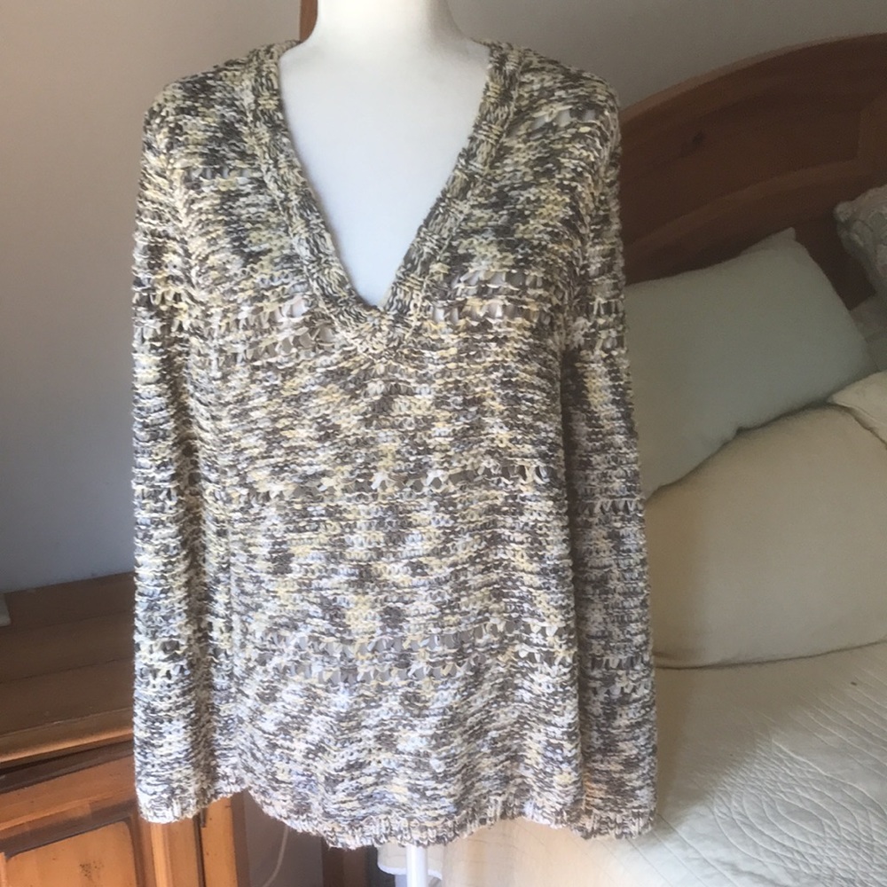 Chico’s Open Weave Varied Color Knit Sweater Size 2(12)